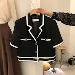 Modieuze blazer met kleine geur, revers en knoopsluiting met korte mouwen — foto 5