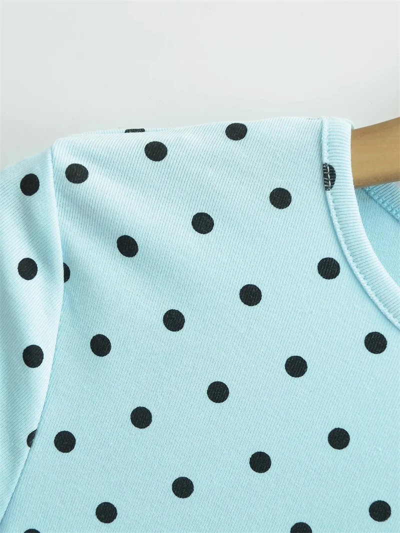 Title 4, Slim Fit Round Neck Polka Dot Short Sleeve Top,...