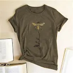 Camiseta feminina de manga curta com estampa de abelha — foto 7