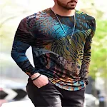 Fashion Casual Simple Printed Round Neck Long-sleeved T-shirt — photo 3