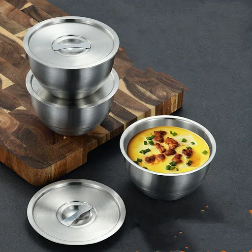 Title 5, Thick 304 Stainless Steel Steamed Egg Bowl Slow...
