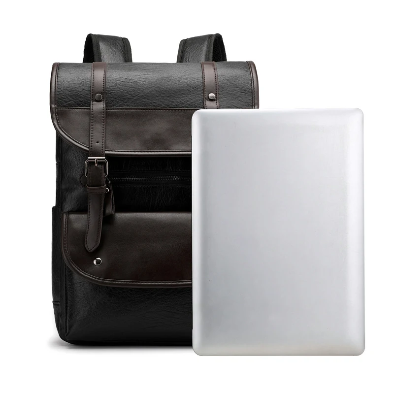 Retro men's business computer travel backpack. Stylish design, ideal for work and travel. Features a laptop compartment — photo 4