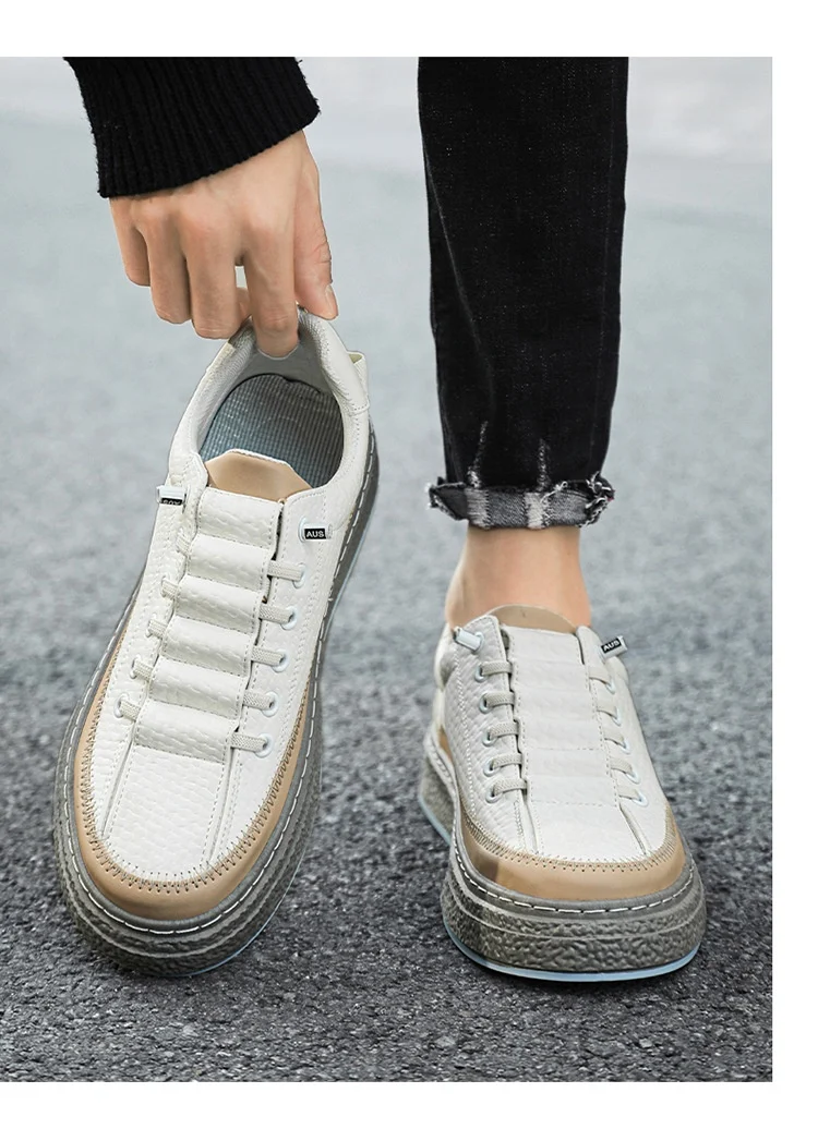 Title 18, All-matching Leather Skateboard Platform Casual...