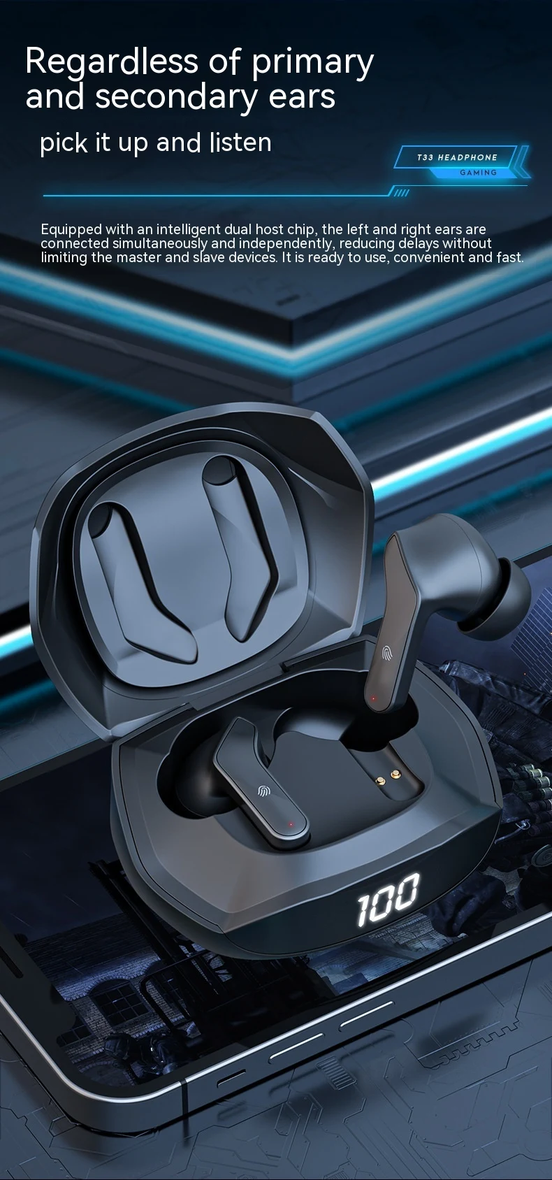 Bluetooth Gaming TWS Wireless In-ear Headset with Noise Reduction for eSports, offering immersive sound and comfortable — photo 16