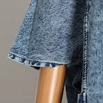 Cardigan Denim Windbreaker Moda feminina Manga de bastão de bastão — foto 10