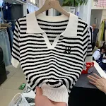 Men's Lapel Contrast Color Polo Ice Silk Top. Stay cool and stylish with this breathable top, perfect for warm weather a — photo 15