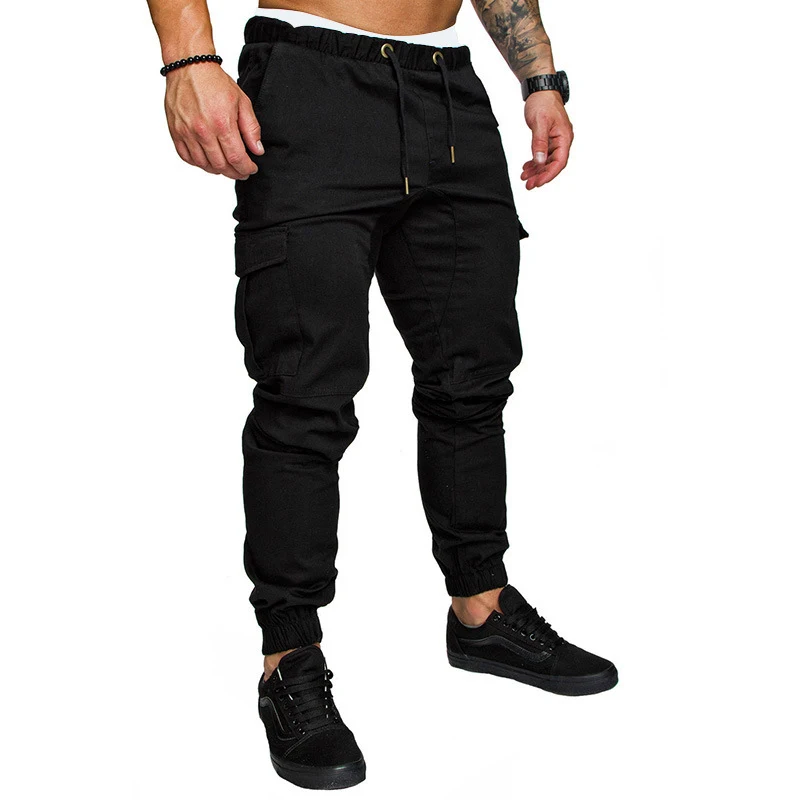 Calças Esportivas Casuais Masculinas Microelásticas com Múltiplos Bolsos e Tornozelo Amarrado – Conforto e Estilo — foto 5