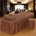Grid coffee single bed skirt