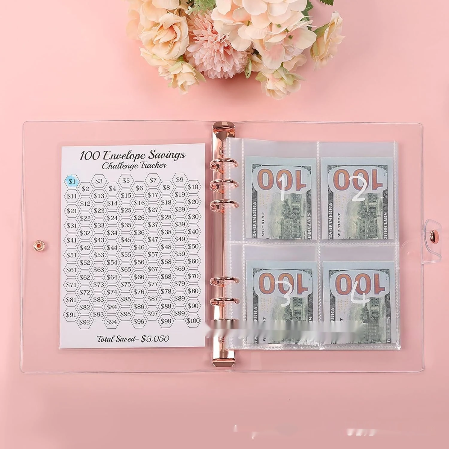 Challenge This Loose-leaf 100-Day Saving Certificate Holder Petal Envelope Save money easily, track your progress, and r — photo 14