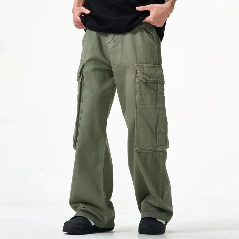 Men's Army Green Cargo Pants with Multi-Pocket Design. Loose Straight Fit for Comfortable Everyday Wear. Perfect for Cas — photo 5