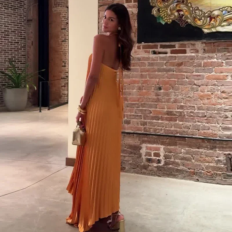 Title 6, Vestido de praia sem mangas com gola halter, es...