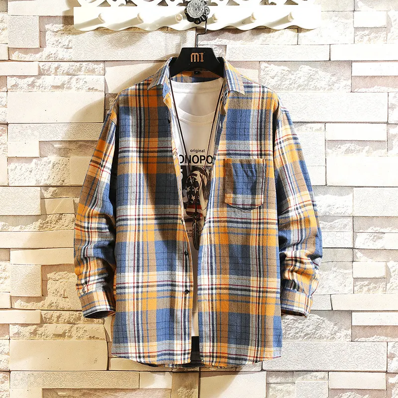 Spring New Fashion Casual Men's Business Long-sleeved Plaid Shirt Men's Large Size Stylish and Comfortable Shirt. — photo 9