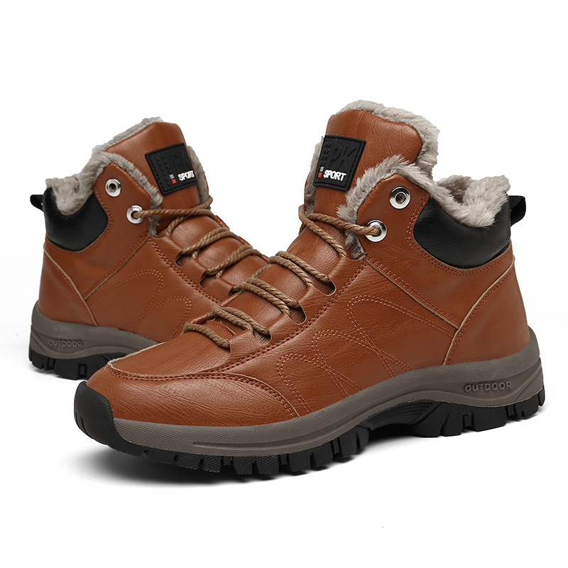 Title 18, Winter Boots For Men Warm Leather Shoes With Pl...