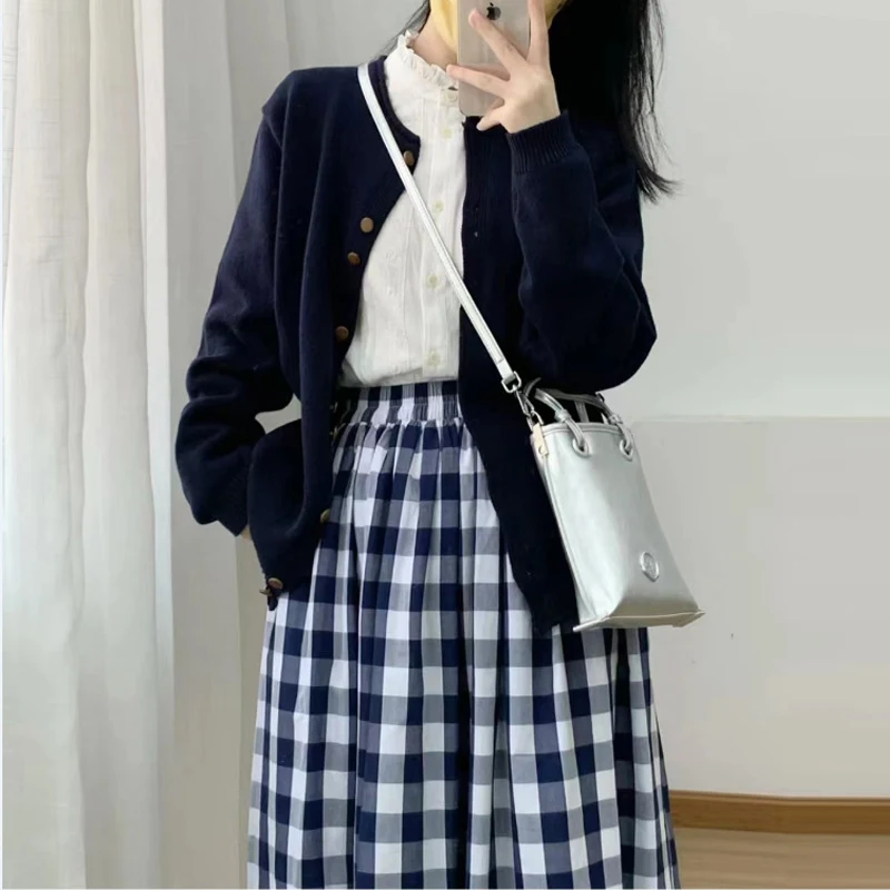 Title 2, Conjunto feminino outono estilo preppy com saia...