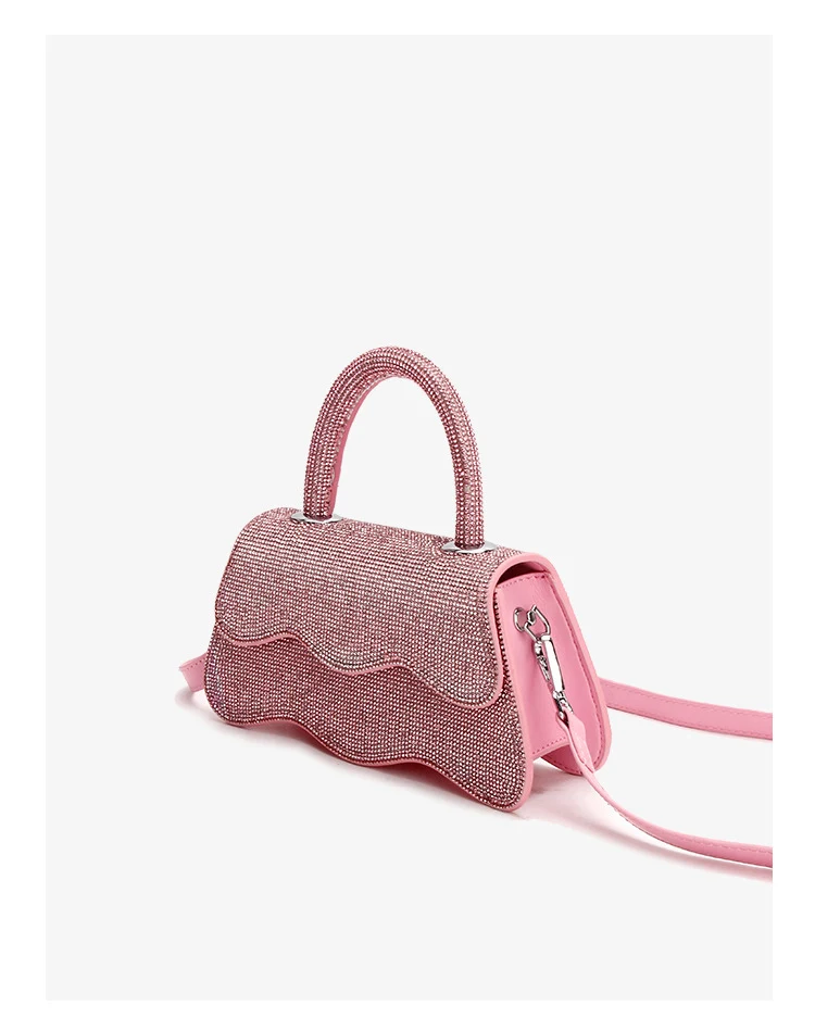 Title 5, Bolsa de mão com onda de diamante completa, cra...