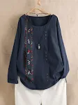 Vintage cotton embroidered long sleeve shirt, comfortable and stylish. Perfect for a casual, bohemian look. Experience c — photo 3