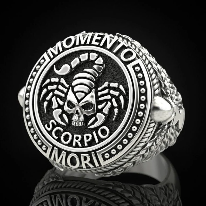 Anel de Caveira Escorpião Punk Retro — foto 2