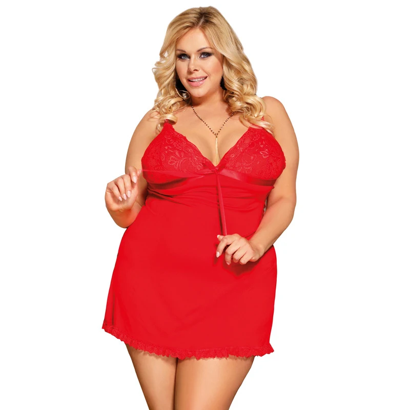 Women's Lace Bow Pajamas Suspenders Nightdress — photo 3
