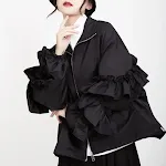 Giacca calda da donna con maniche a sbuffo e bordo a fungo. Perfetta per l'inverno, comoda e alla moda. — foto 14