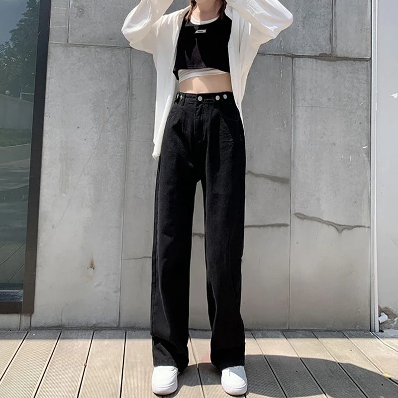 Women's Adjustable Waist Jeans High Waist Straight Pants Loose Everyday comfort and style. These jeans offer a perfect f — photo 3