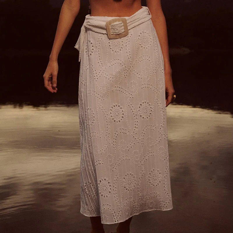 Jupe Blanche Femme Broderie Creuse Dignifiée Élégance et Féminité pour Toutes Occasions Confortable et Légère Style Chic et Raffiné Idéale pour l'été — photo 8