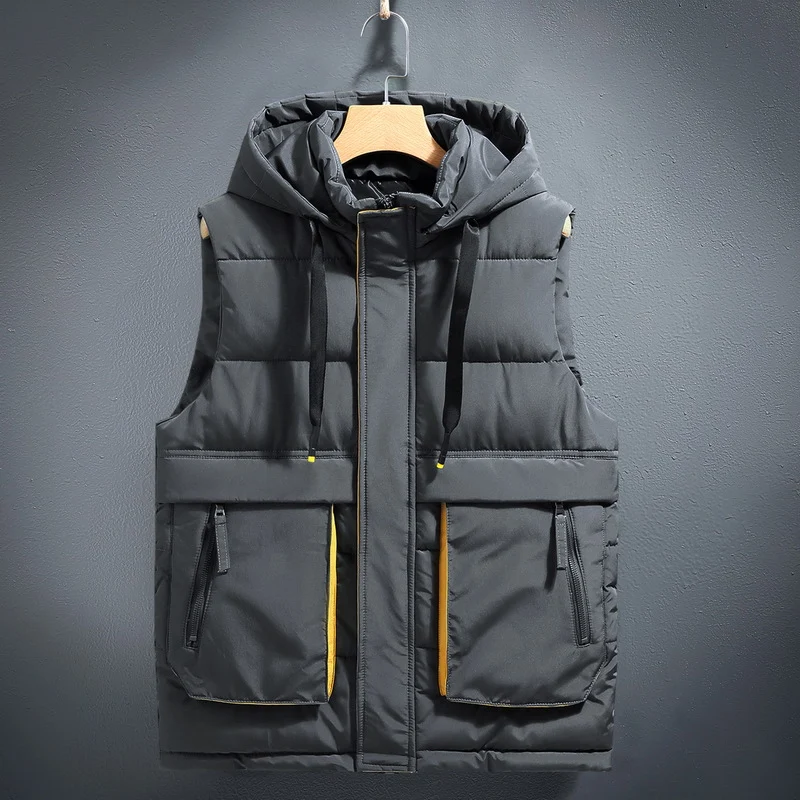 Thickened Fleece-lined Warm Down Cotton Waistcoat. Provides superior warmth and comfort. Perfect for cold weather. Light — photo 3