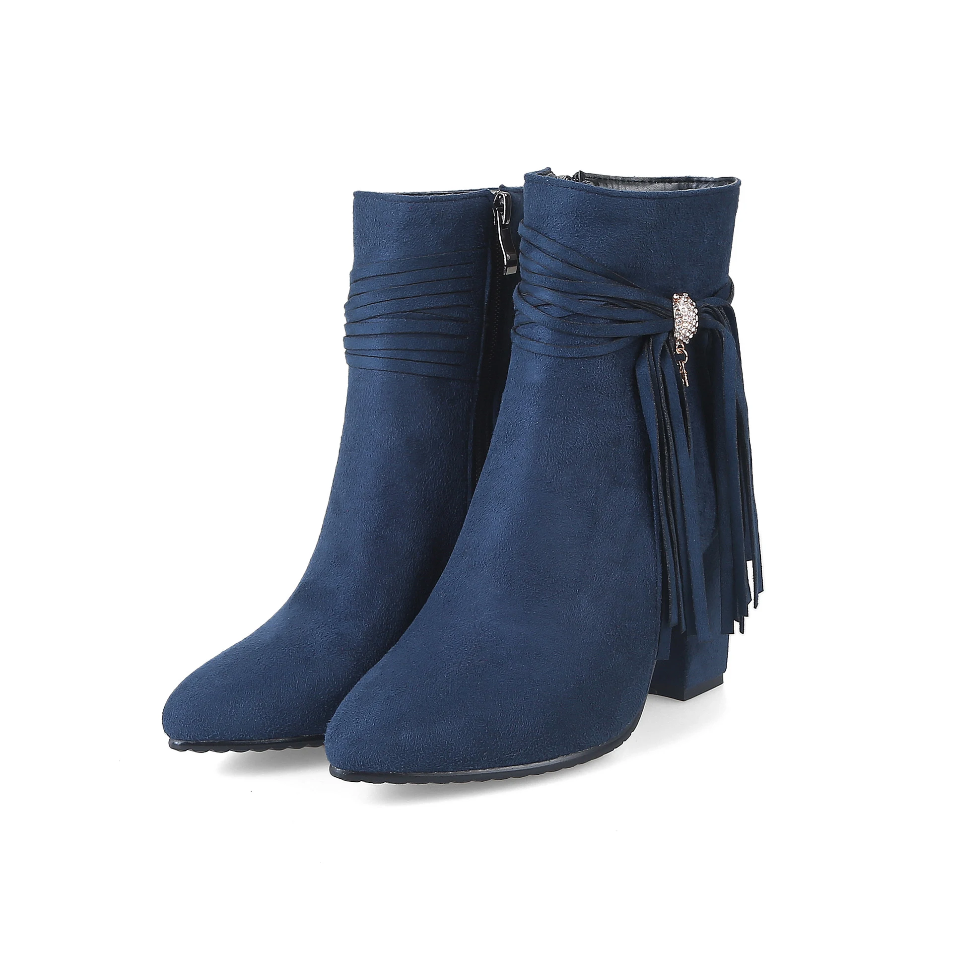 Title 7, Womens low heel suede ankle boots England styl...