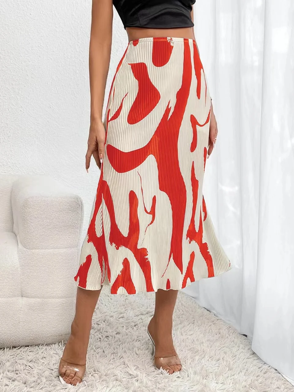 Saia estampada de verão feminina nova. Leve e charmosa para um visual fresco e elegante. Ideal para dias ensolarados e momentos de lazer. — foto 13