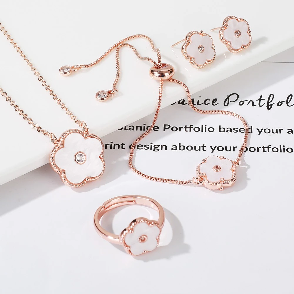 Conjunto Feminino de Joias com Flor Dourada Pulseira Anel Brincos Pulseira, design sofisticado e perfeito para presentes. — foto 12