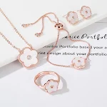 Conjunto Feminino de Joias com Flor Dourada Pulseira Anel Brincos Pulseira, design sofisticado e perfeito para presentes. — foto 12