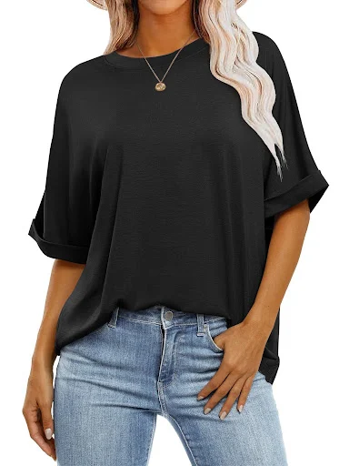 Title 7, Womens Pullover Top Loose Short Sleeve