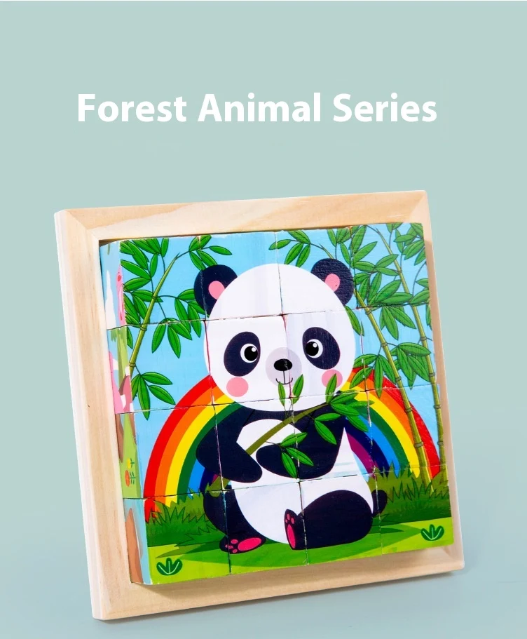 Title 7, Childrens Cartoon Animal Creative Wooden 3D Pu...