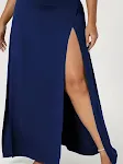 Saia Midi Feminina de Cintura Alta com Fenda e Cor Lisa, Ideal para um Visual Moderno e Sofisticado em Todas as Situações. — foto 2