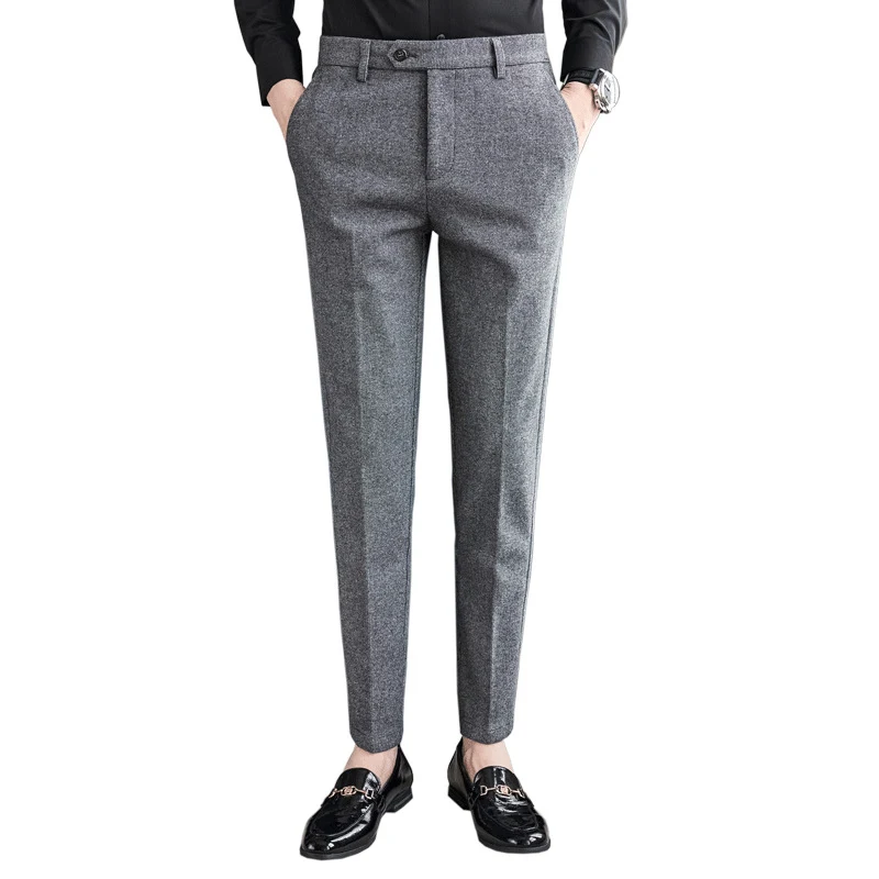 Sanded Fabric Herren Slim-Fit Small Straight Hose, schlanke Passform für Komfort und einen modernen Look im Alltag — foto 3