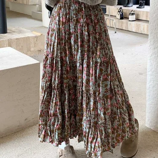 Autumn And Winter Floral High Waist Blue Pleated Skirt, Stylish and Comfortable, Perfect for Any Occasion, Get Yours Tod — photo 8