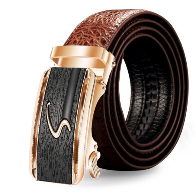 Cinto de couro genuíno masculino fivela automática Elegância e praticidade no dia a dia Ajuste perfeito sem furos Conforto duradouro e design moderno Qualidade superior — foto 11