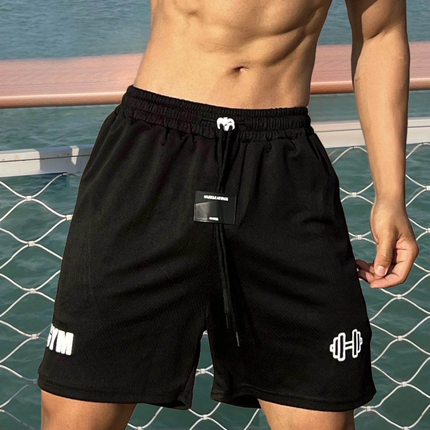 Men's Summer Sports Casual Hole Cloth Running Training Shorts Breathable Lightweight Comfortable Design for Exercise and — photo 14