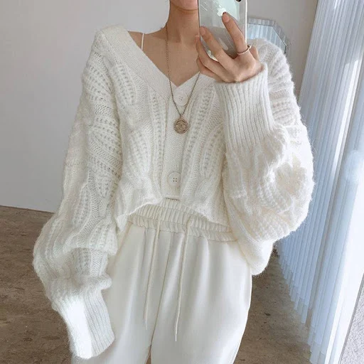 Title 5, Ladies Pattern Loose Knit Cardigan Top
