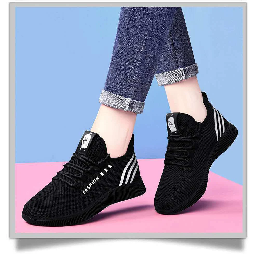 Sapatos Fly Knit Femininos da Moda com Sola Macia para Lazer. Desfrute de conforto e estilo com estes sapatos leves e respiráveis para o dia a dia. — foto 5