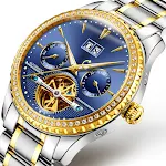 Relógio masculino automático mecânico vazado à prova d'água fashion luminoso de pulso 8731, estilo e precisão. — foto 11