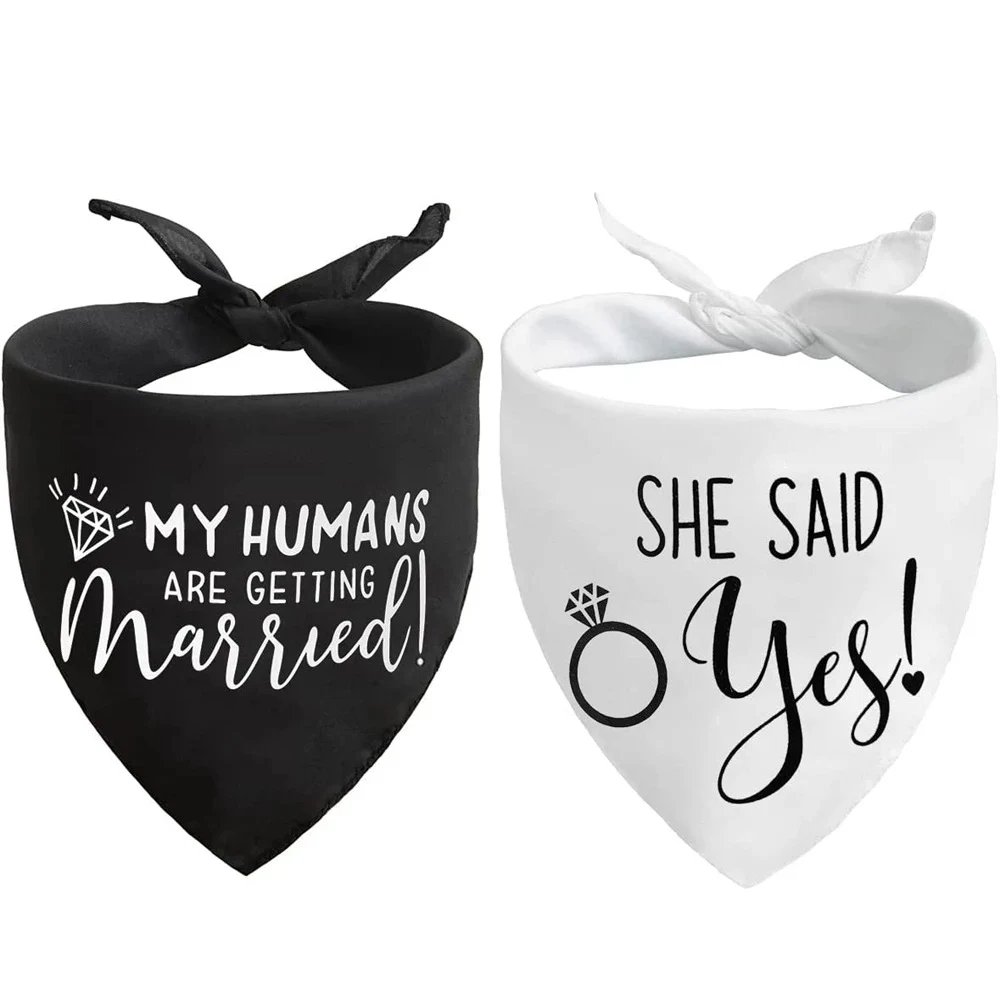 Bandana de casamento para cães "Meus humanos vão casar, ela disse" Celebre o grande dia! Acessório fofo e festivo para seu pet na festa. — foto 2