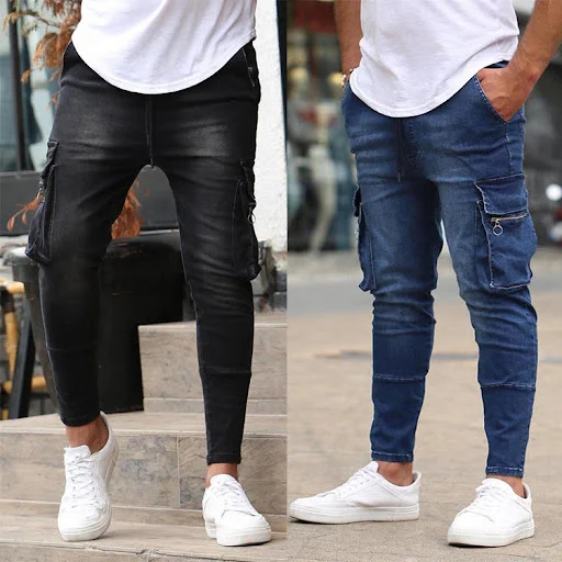 Title 6, Mens multi-pocket zipper embellished stretch j...