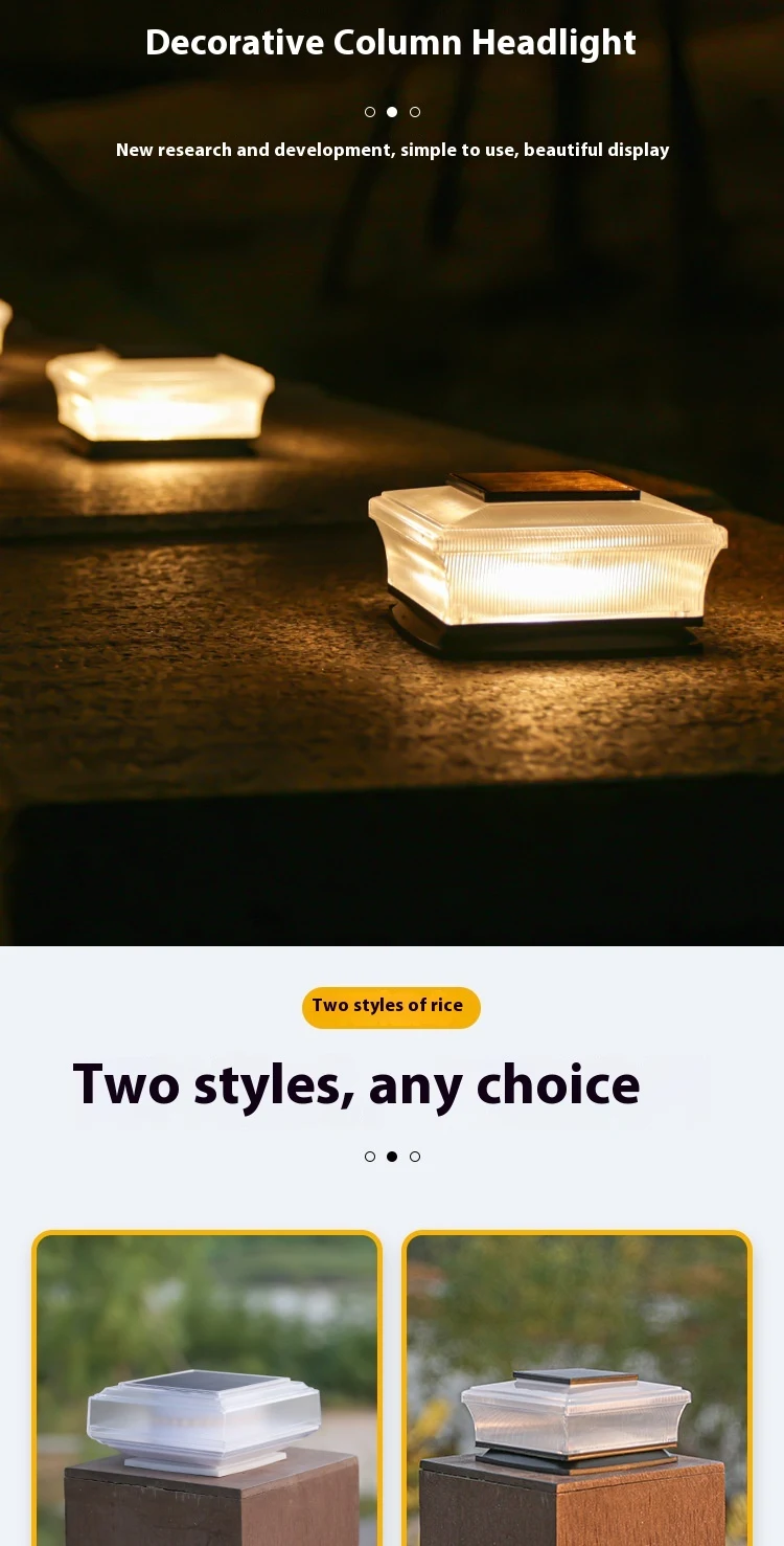 Title 7, Solar Powered Square Column Headlights for Outd...