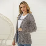 Women's Autumn Coat Long-sleeved Cardigan Mid-length Plush Coat Top, a cozy and stylish option for fall and winter, perf — photo 5