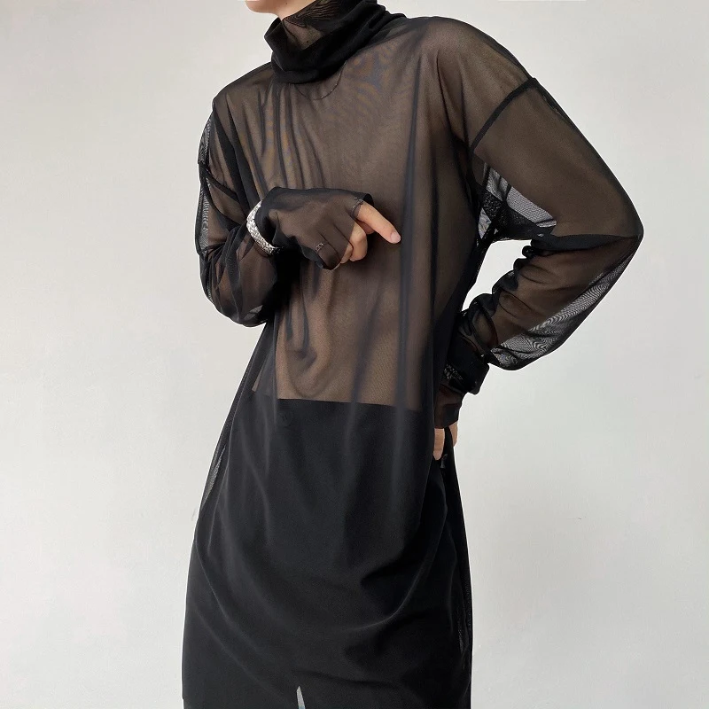 Title 1, Mens Mid-length Mesh T-shirt Long-sleeved Tran...