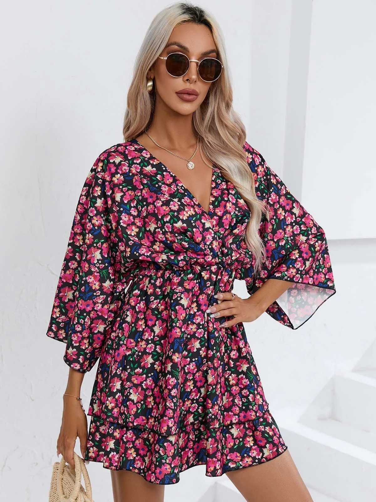 Title 23, Printed V-neck Womens Clothing Dress