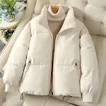 Cappotto Fashion Ins style pane da donna, tinta unita, collo alto, vestibilità ampia, caldo, giacca invernale, slim, casual, corto — foto 5