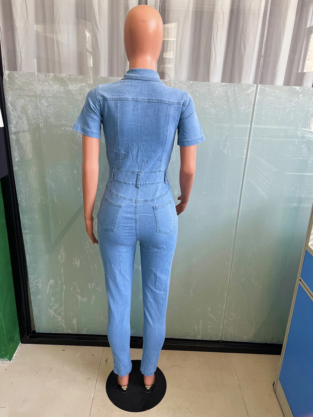 Title 27, Mode skinny denim jumpsuit damesjeans