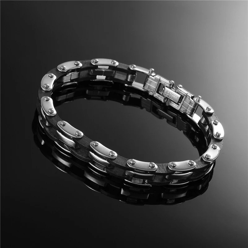 Pulseira de silicone de aço inoxidável masculino — foto 2