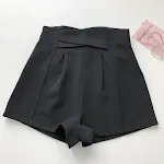 Calças femininas de design de nicho com cintura alta cruzada, corte A e pernas largas. Elegância e conforto. — foto 3